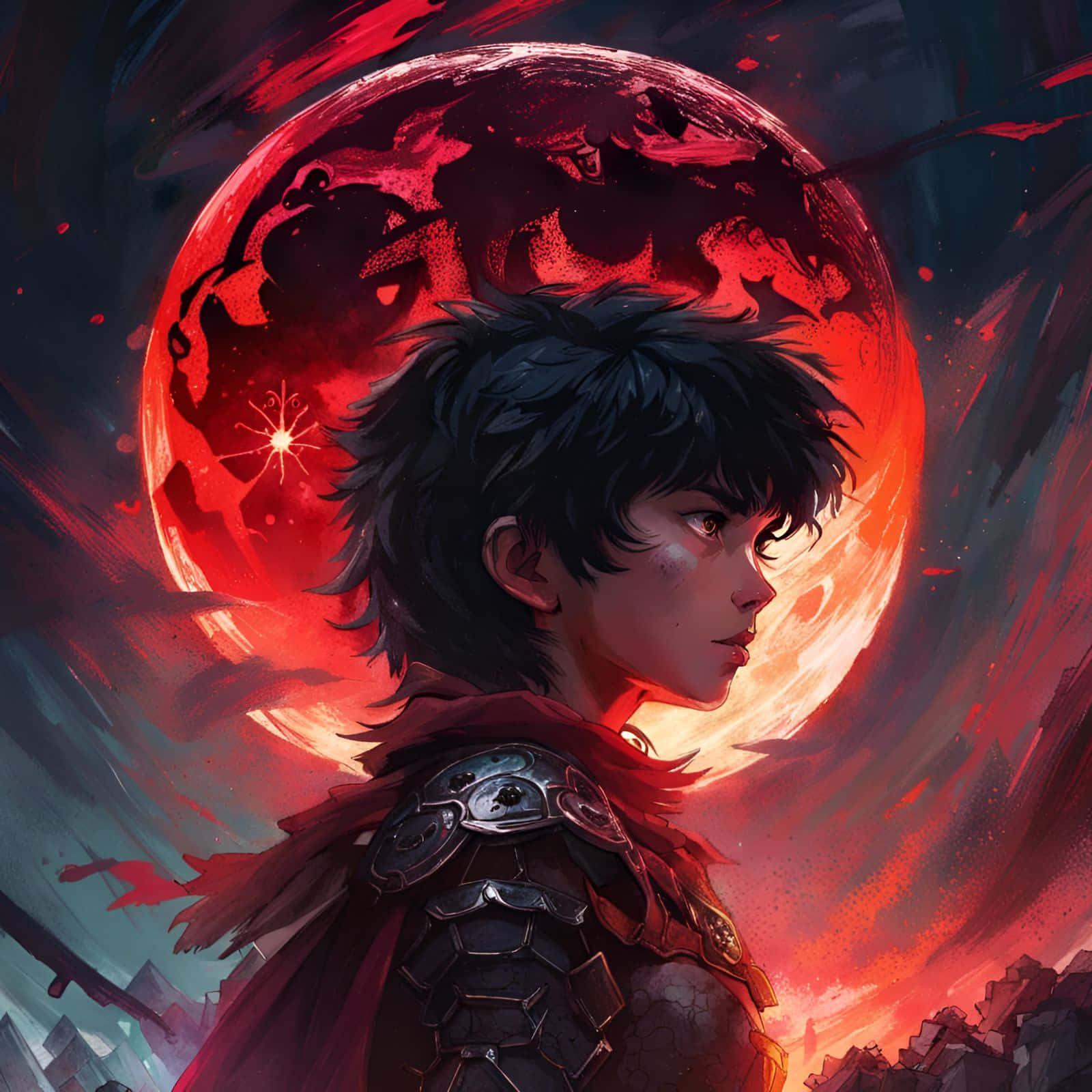 Casca Berserk Under Blood Red Moon Wallpaper