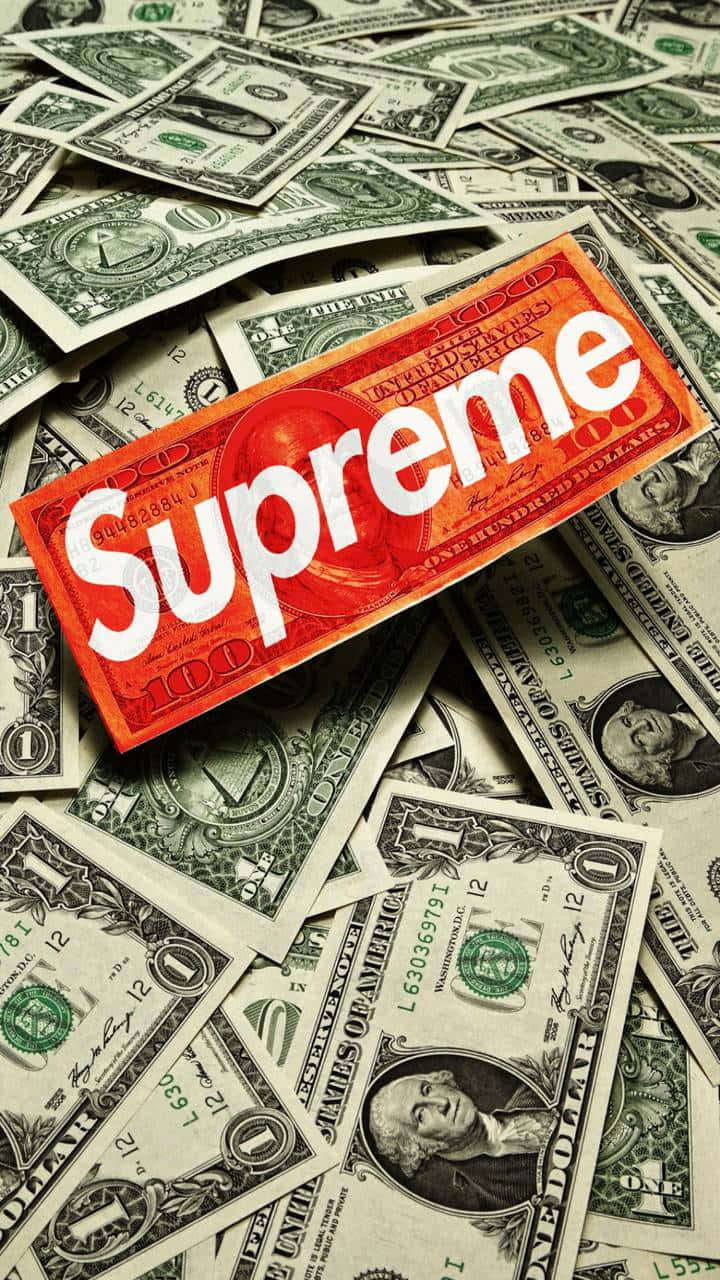 Cash Overflow - Supreme Dollar Bills In Money Bag Wallpaper