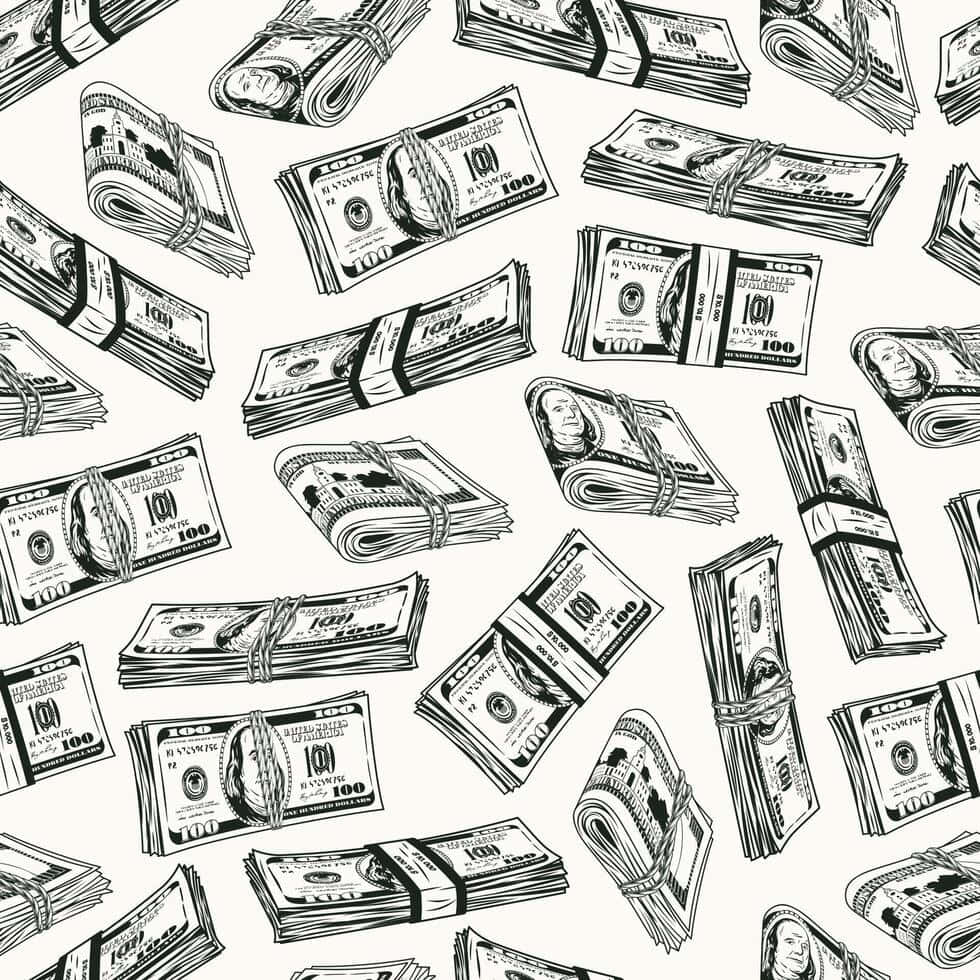 Cash Rain Pattern Illustration Wallpaper