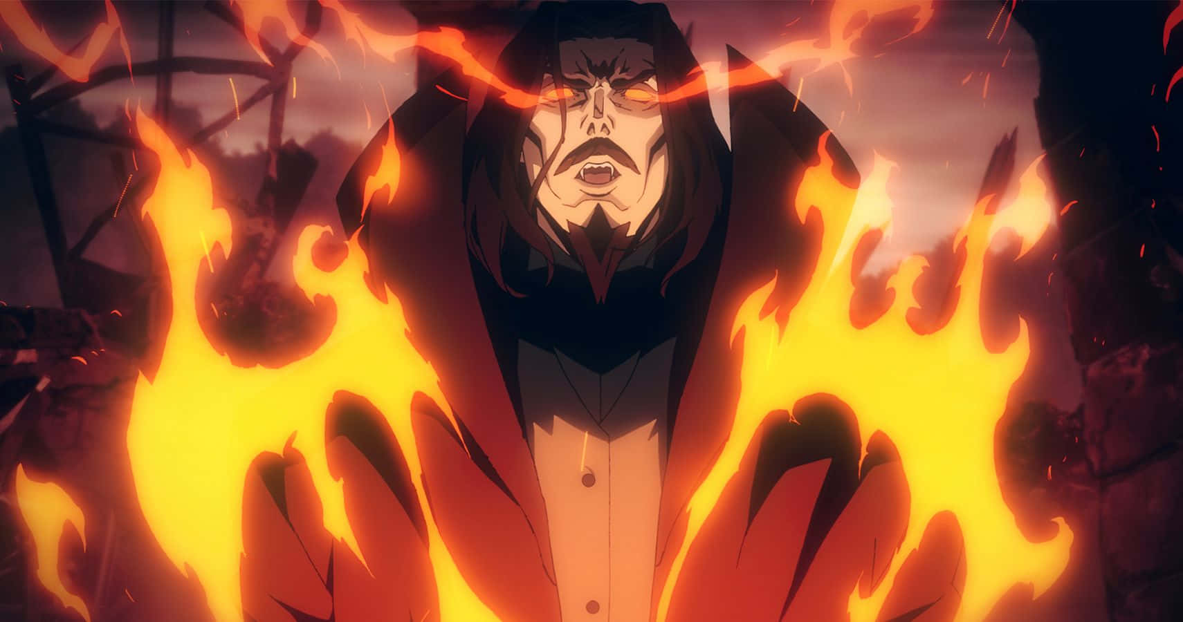 Castlevania Dracula Enraged In Flames Wallpaper