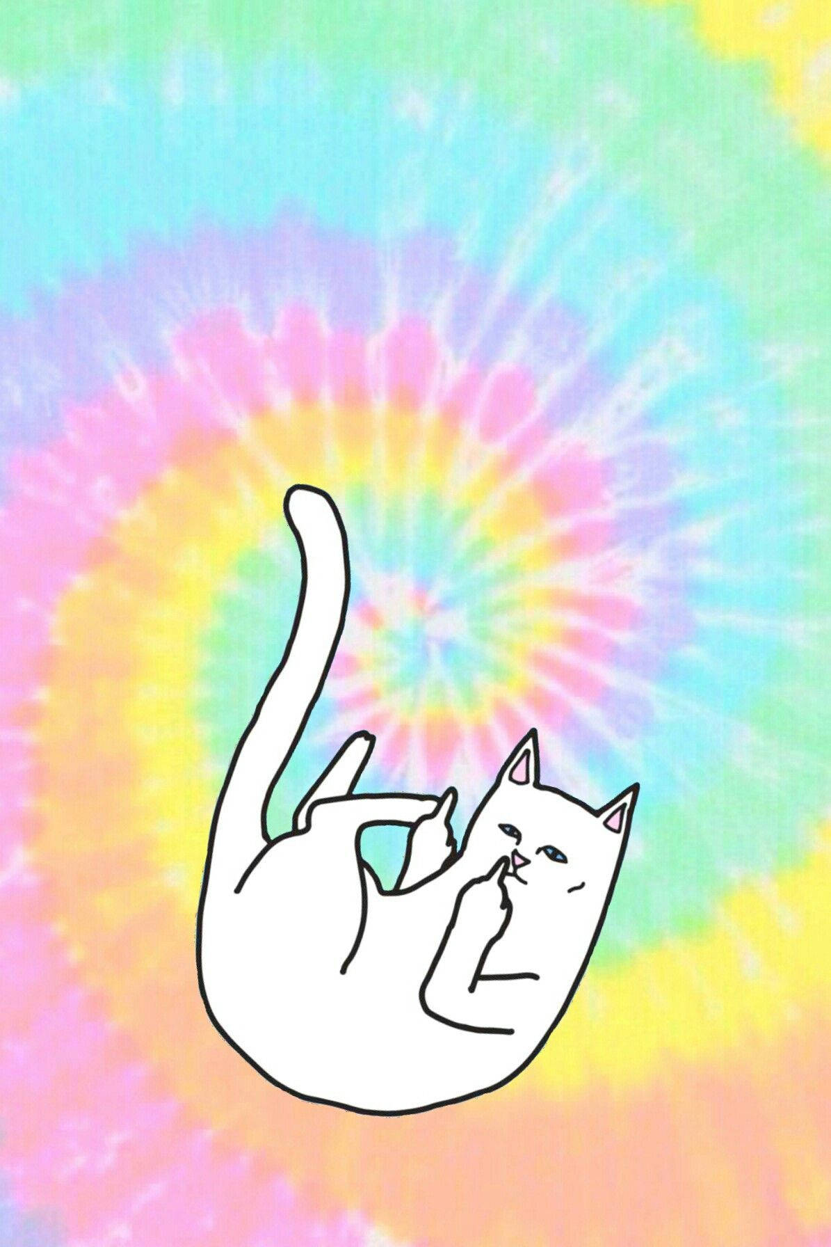 Cat In Pastel Tie Dye Wallpaper