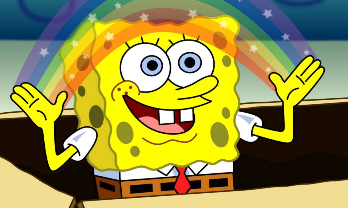 Catch The Rainbow With Spongebob Wallpaper