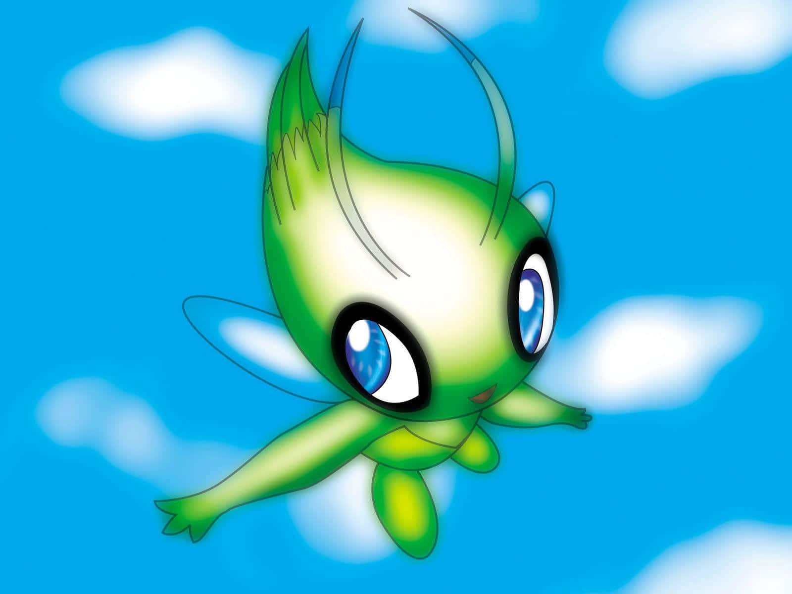 Celebi Flying Against Blue Sky Wallpaper