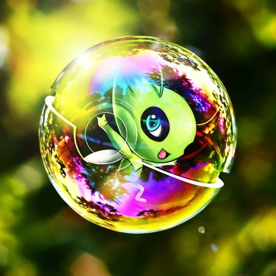 Celebi Inside Colorful Bubble Wallpaper