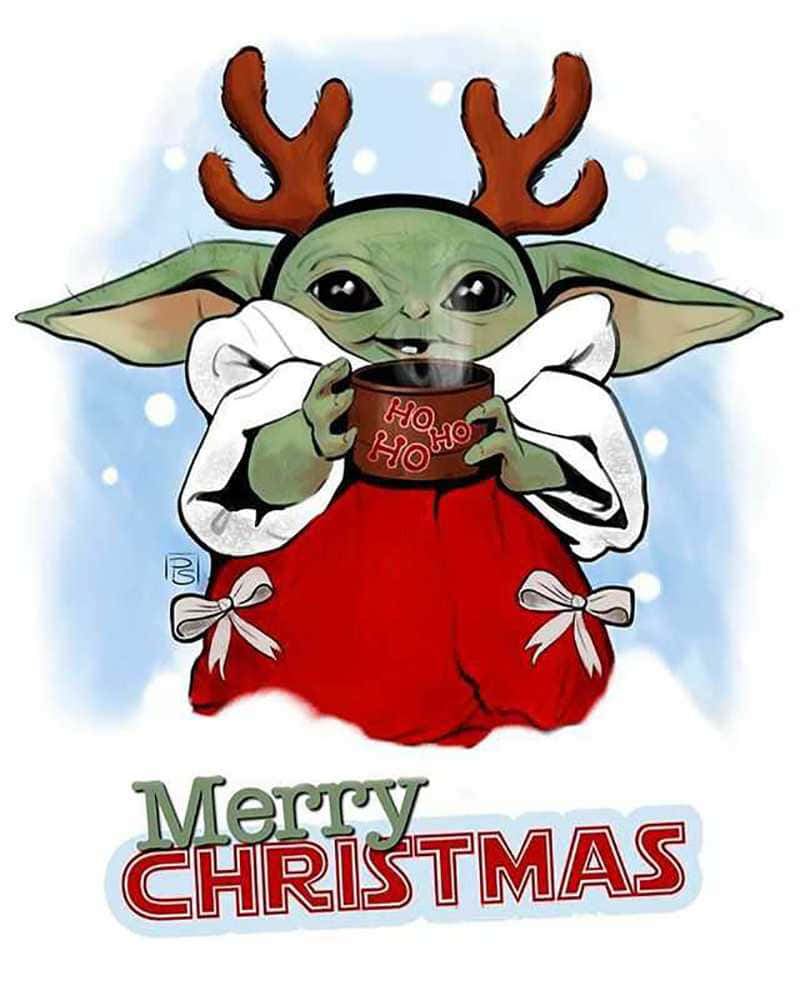 Celebrate Christmas With Baby Yoda Wallpaper