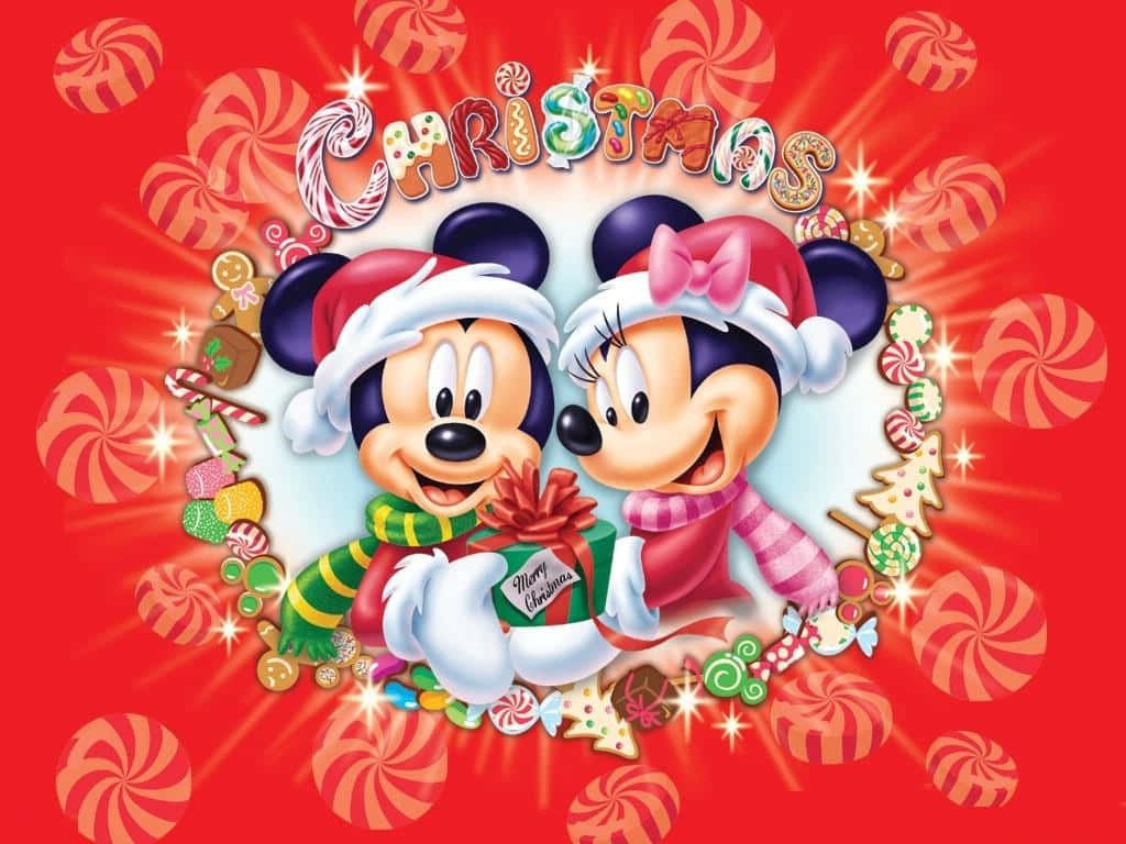 Celebrate Christmas With Your Favorite Disney Characters On Your Ipad Wallpaper