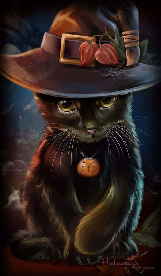 Celebrate Halloween With A Black Cat Spirit! Wallpaper