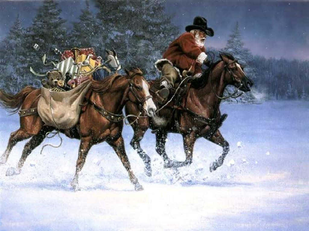 Celebrate The Cowboy Christmas Wallpaper