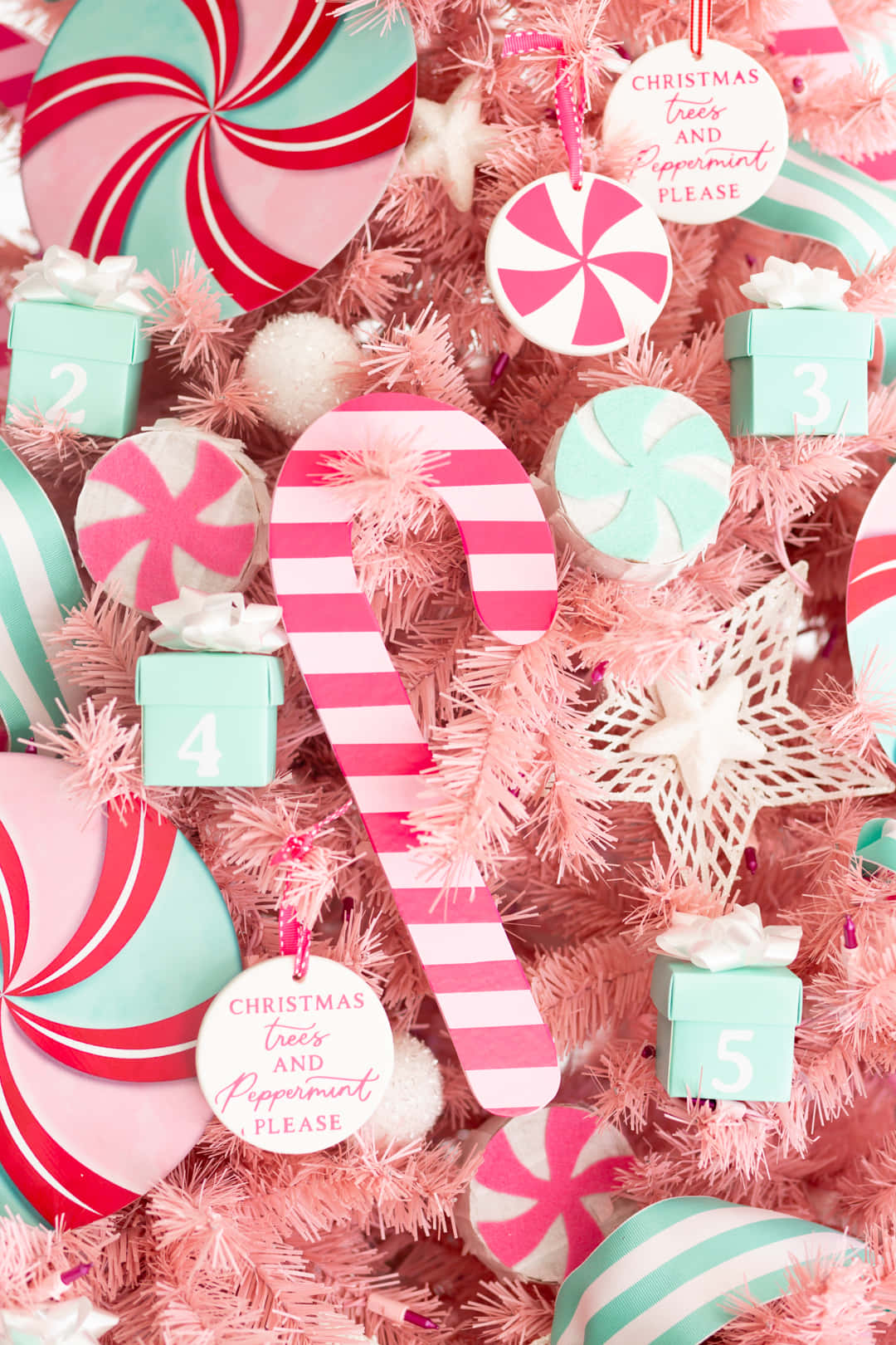 Celebrate The Holidays In A Festive And Fun Way With This Charming Pink Christmas Tree. Wallpaper