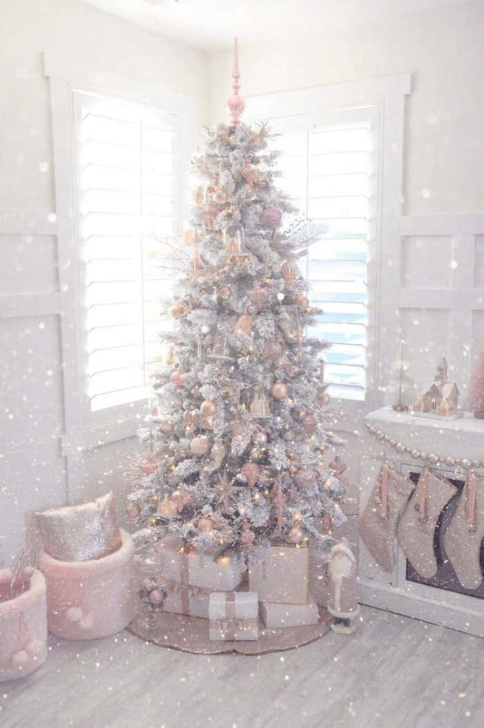 Celebrate The Holidays With A Beautiful Pink Christmas Tree Wallpaper