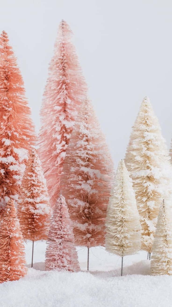 Celebrate With A Pink Christmas Tree! Wallpaper