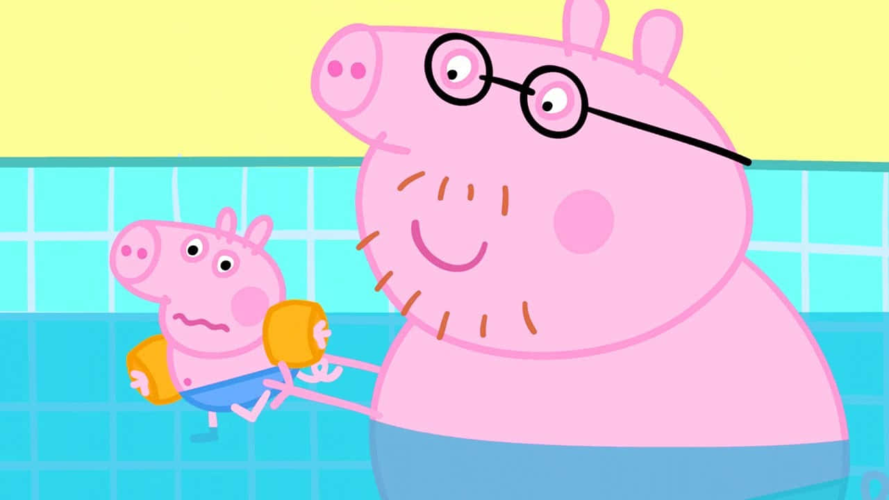 Celebrating The Bond Between Daddy Pig And His Family Wallpaper