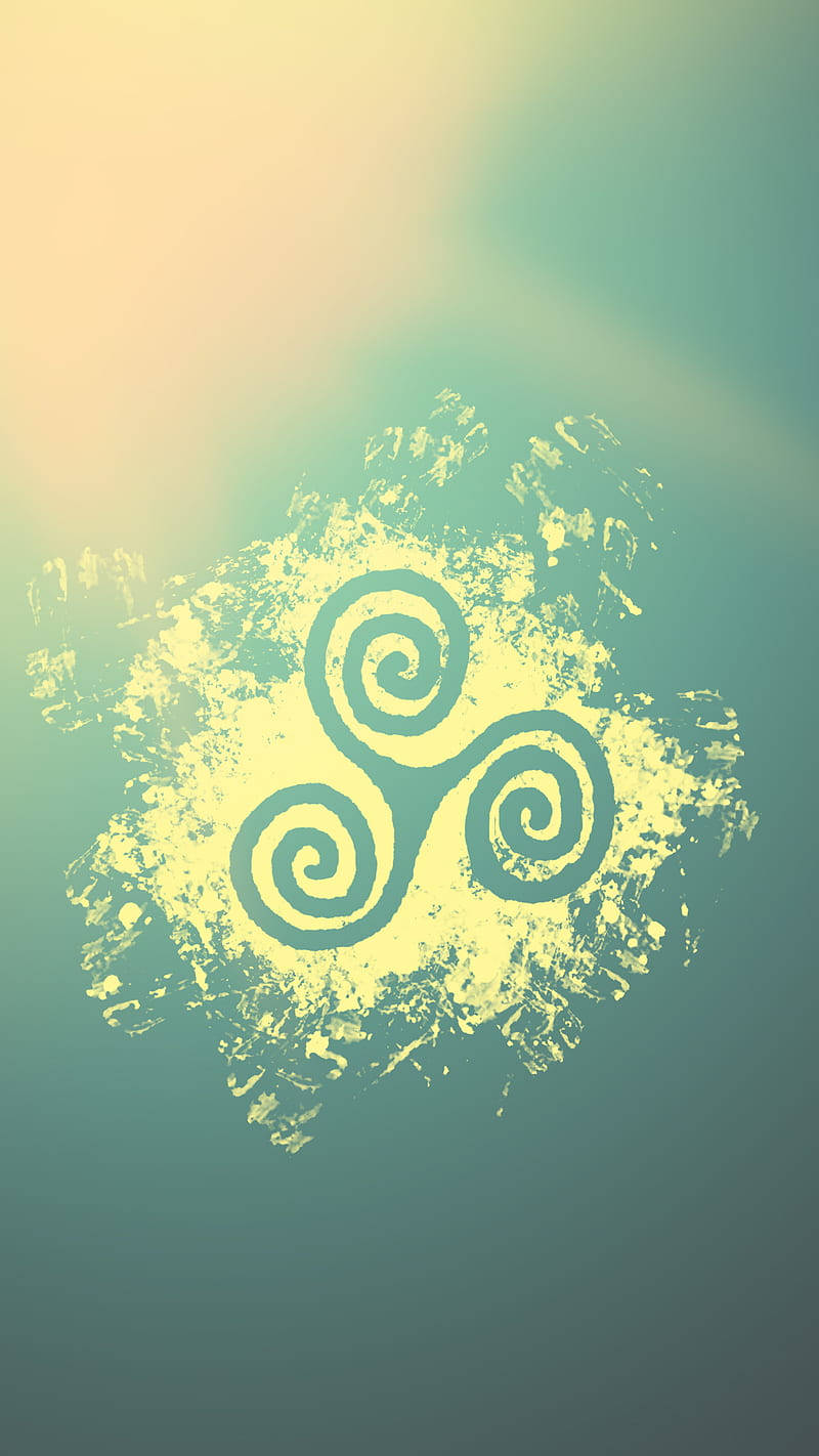 Celtic Triskelion Green Yellow Background Wallpaper