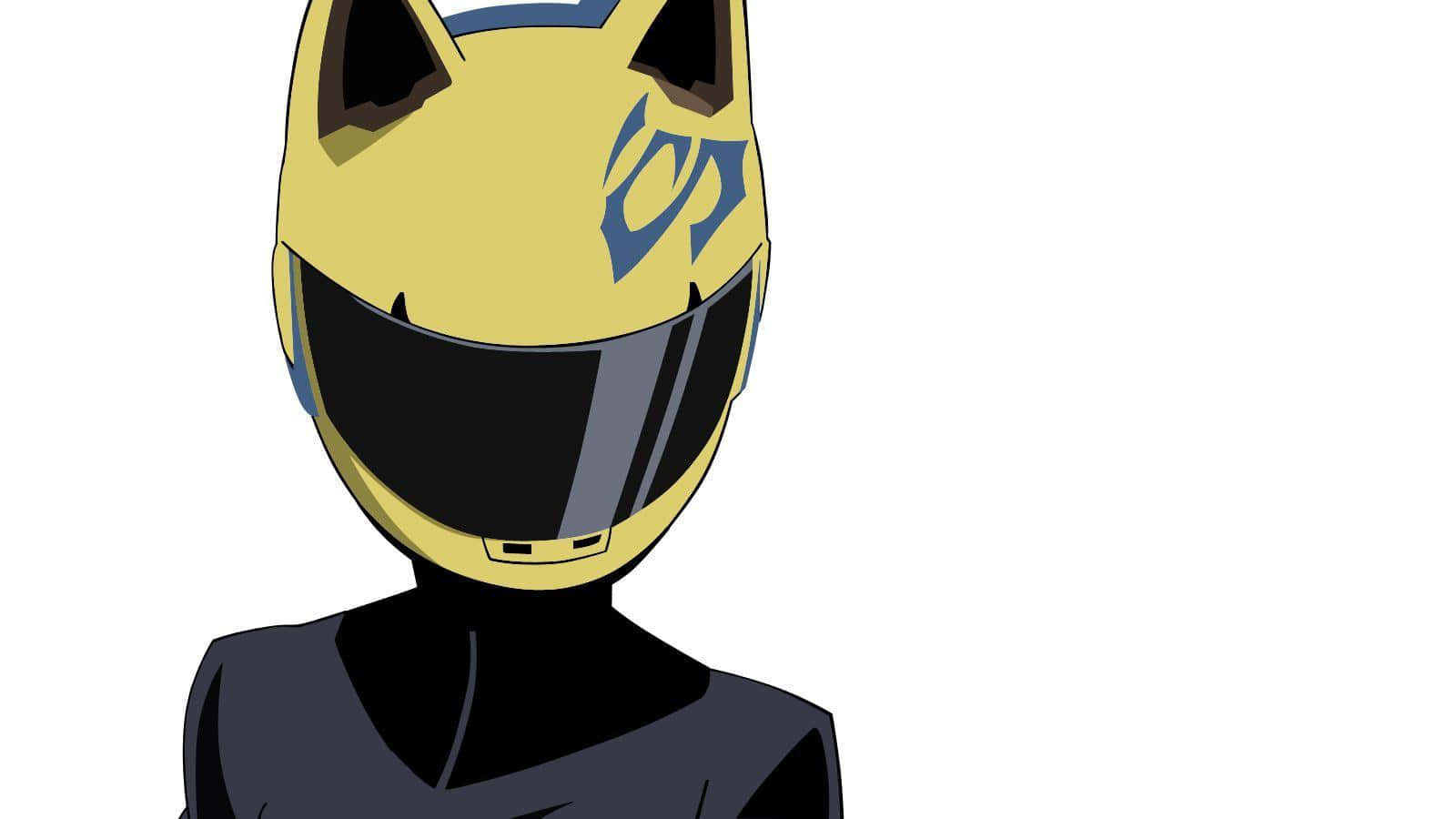 Celty Sturluson Riding Through The City On Her Motorcycle Wallpaper