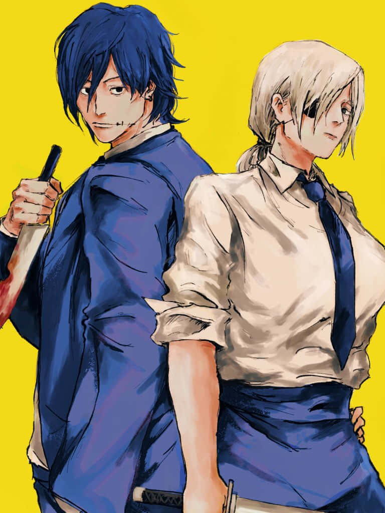 Chainsaw Man Characters Backto Back Wallpaper