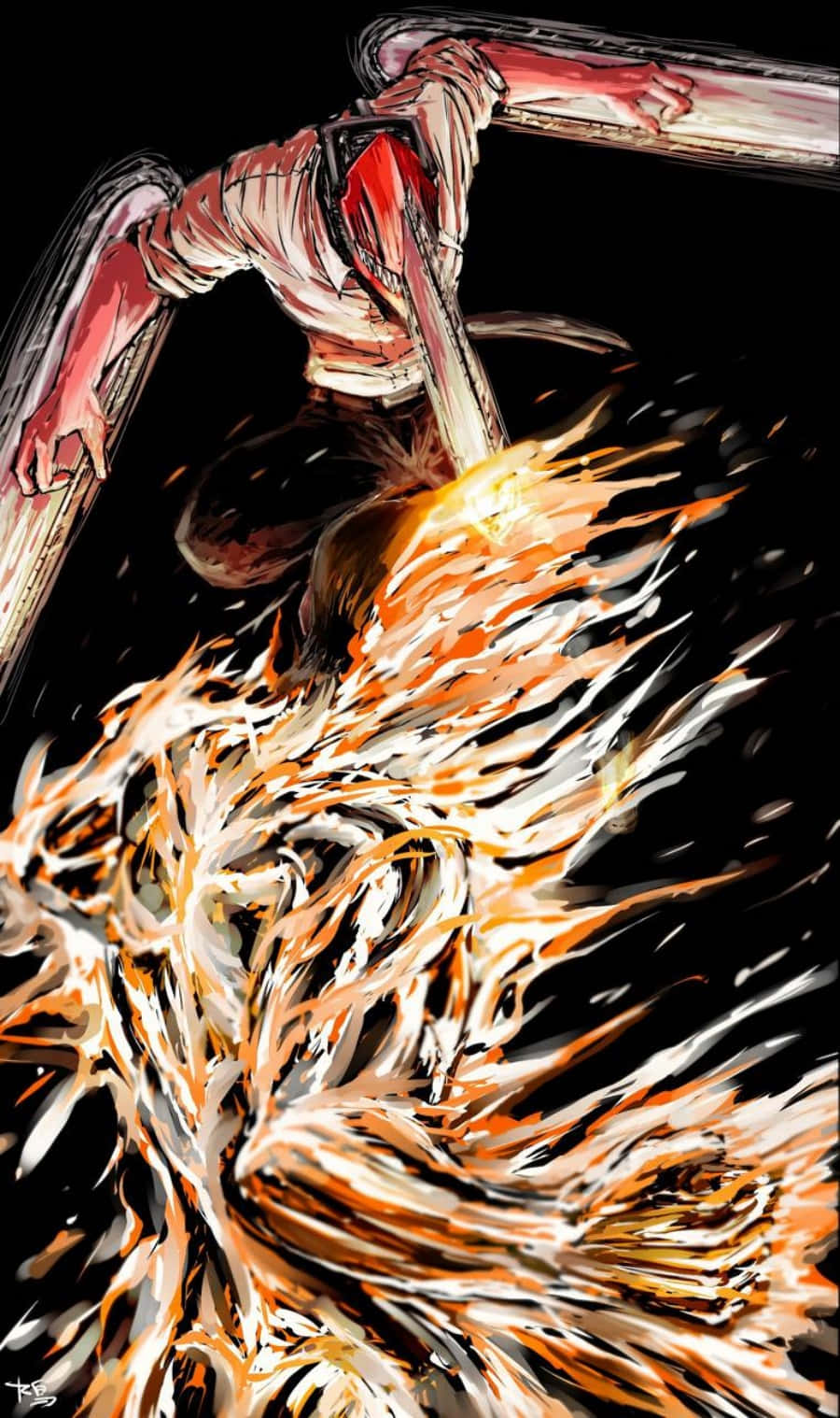 Chainsaw Man Denji Unleashing Power Wallpaper