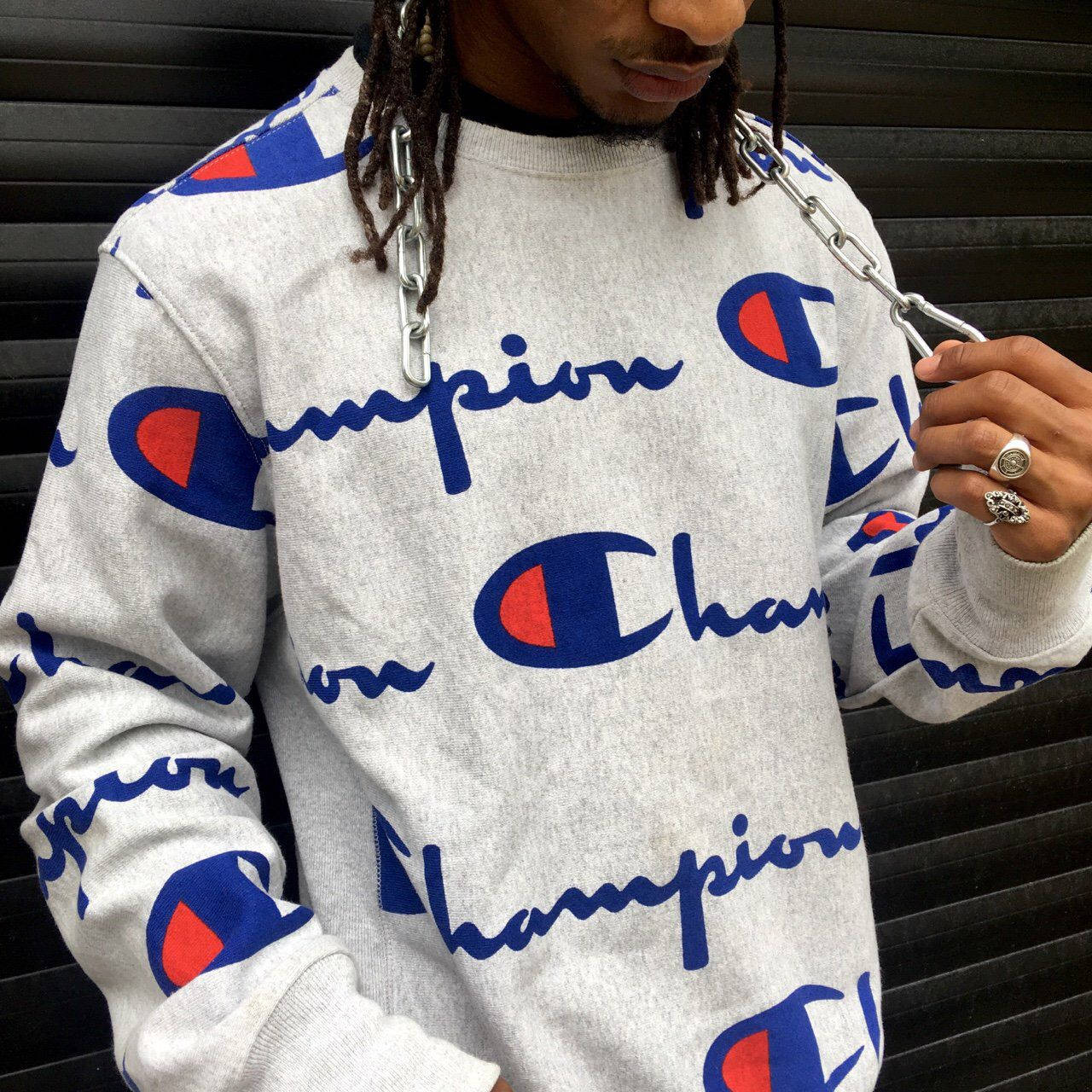 Champion Logo Pattern Sweatshirt Wallpaper