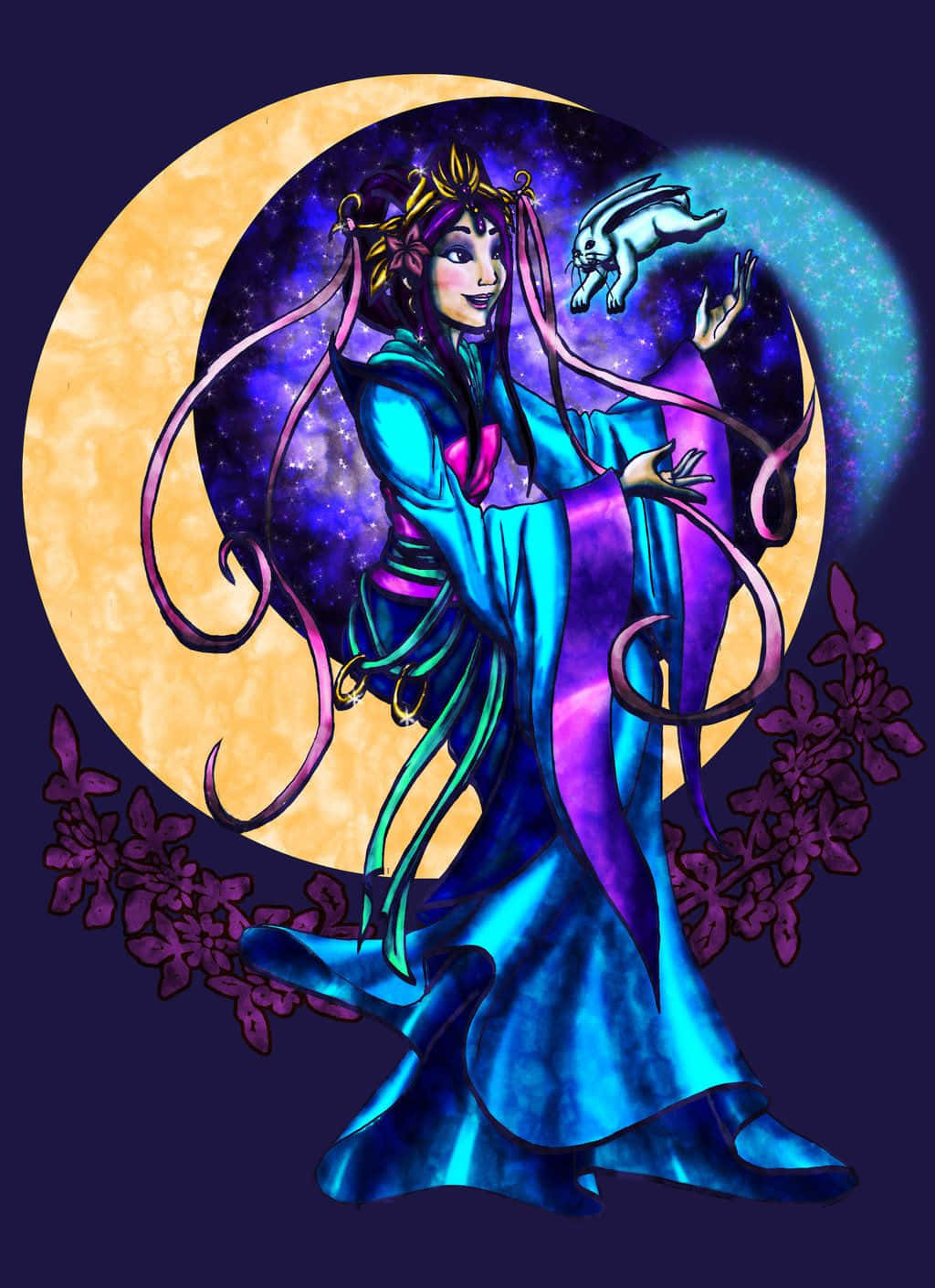 Chang'e Moon Goddessand Jade Rabbit Wallpaper