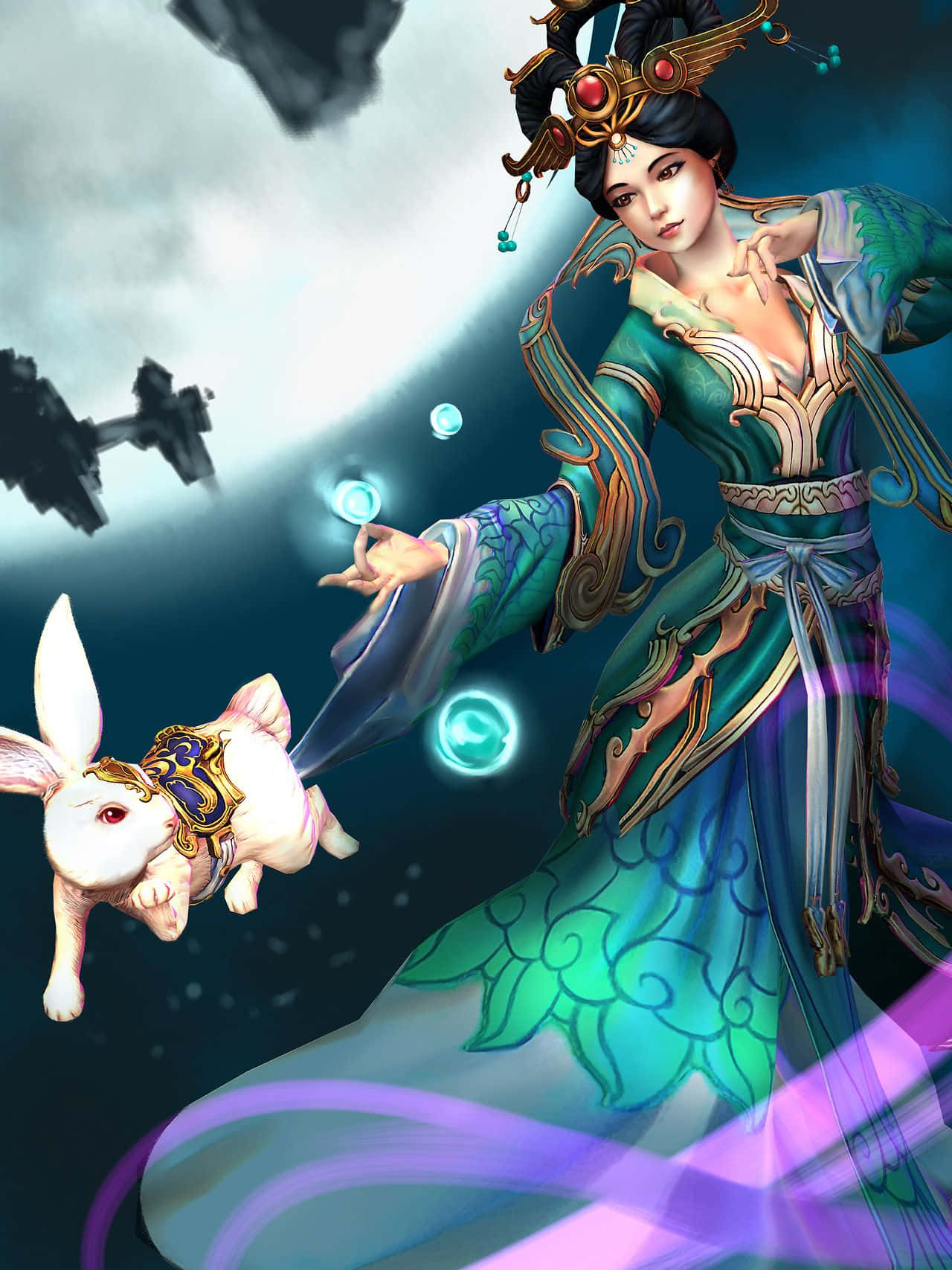 Chang'e Moon Goddessand Jade Rabbit Wallpaper