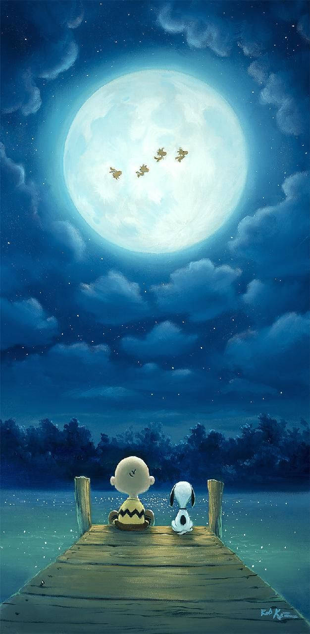 Charlie Brown Moonlight Wallpaper