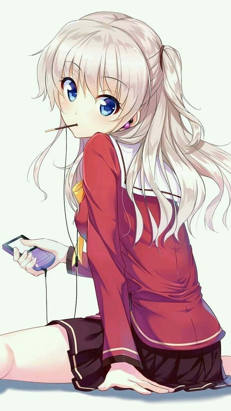 Charlotte Anime Nao Eating Chocolate Wallpaper