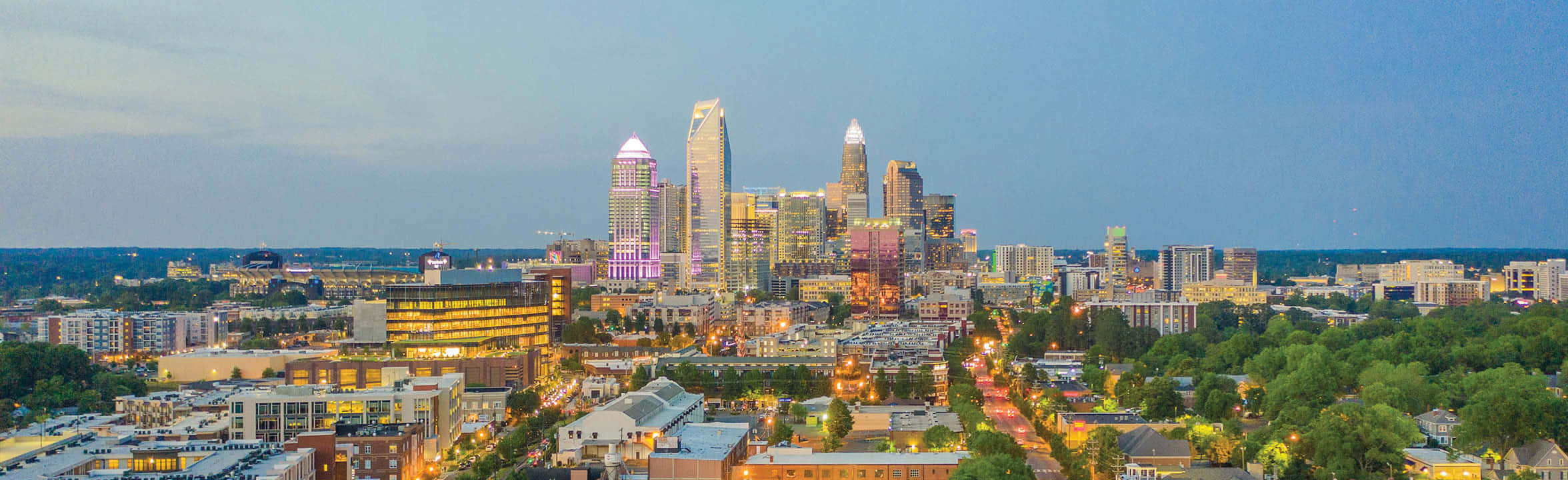 Charlotte Skyline Dusk Panorama Wallpaper