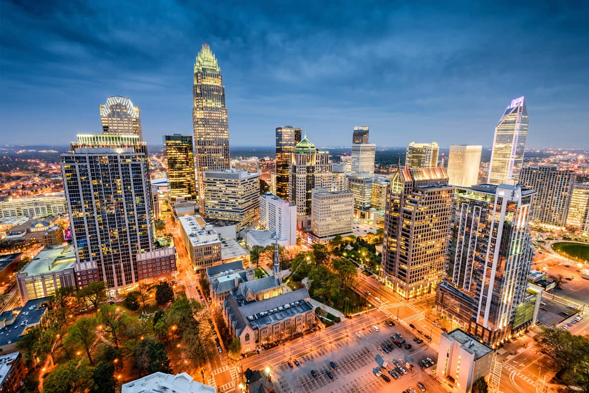 Charlotte Skyline Twilight View Wallpaper