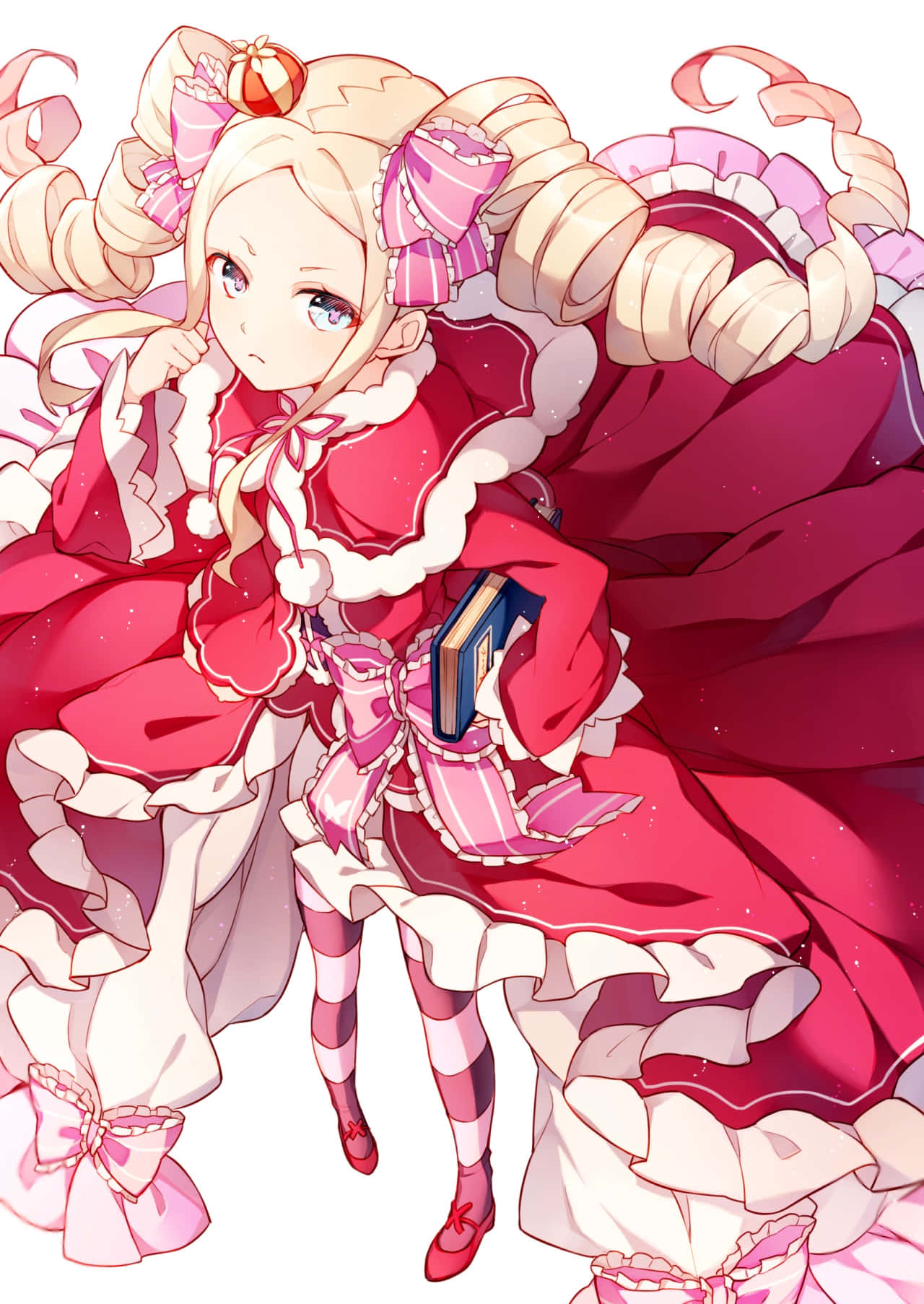 Charming Beatrice From Re:zero In The Library Wallpaper