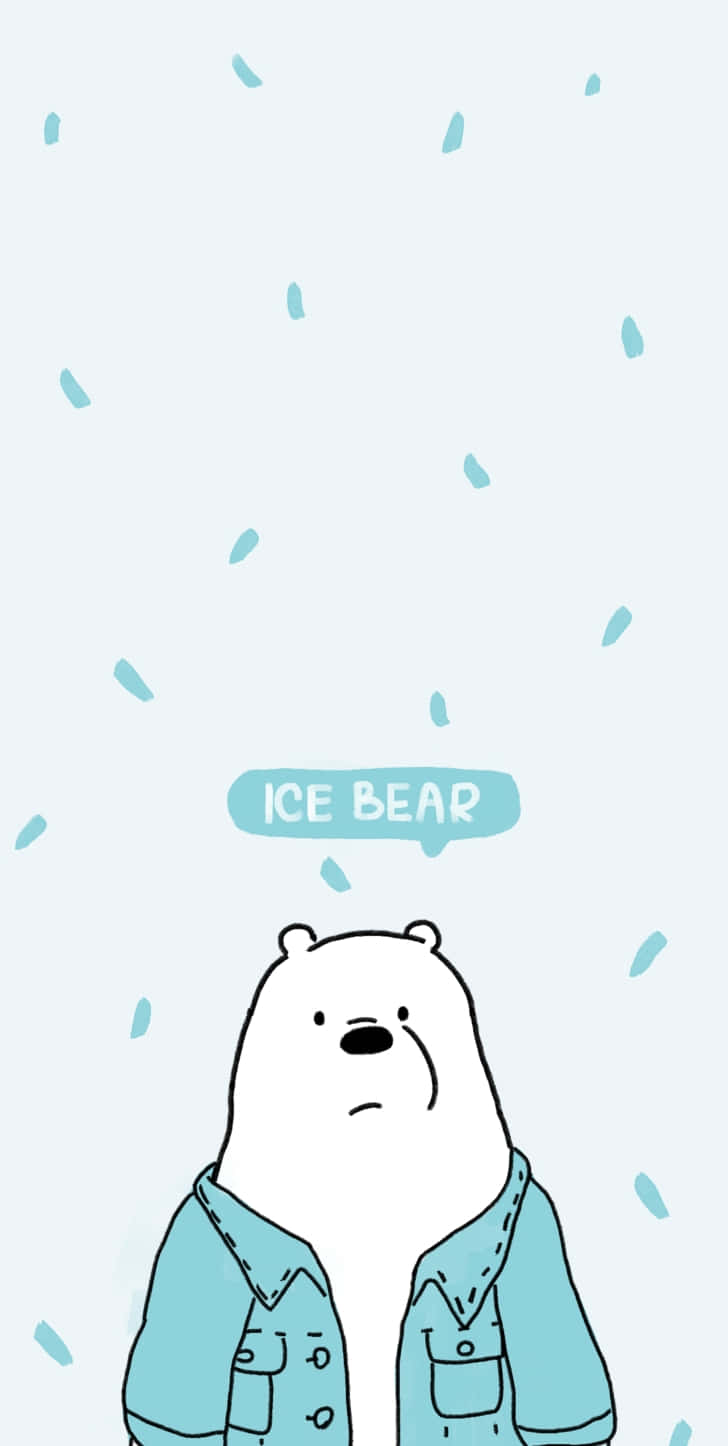 Charming Cartoon Polar Bear On Iceberg Wallpaper