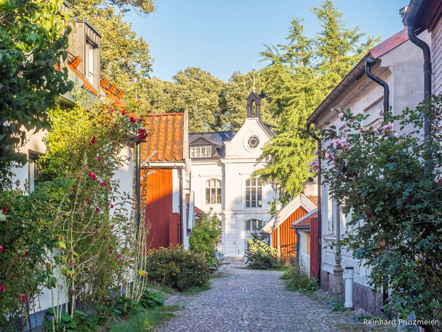 Charming Cobblestone Street Kalmar Sweden Wallpaper