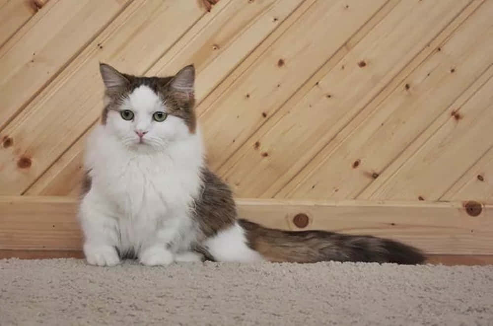 Charming Napoleon Cat Lounging Atop A Cushion Wallpaper