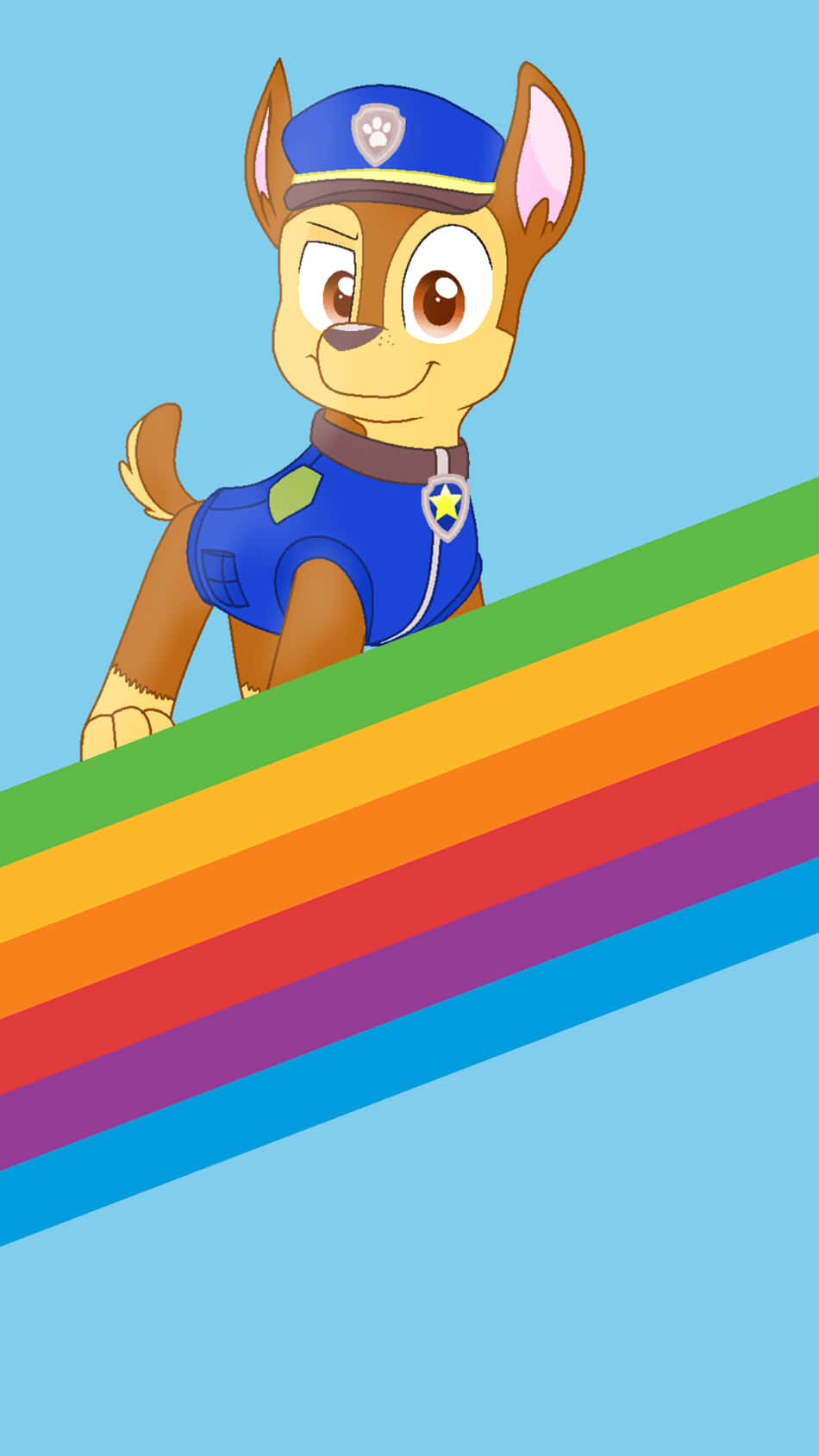 Chase Paw Patrol On Rainbow Art Wallpaper