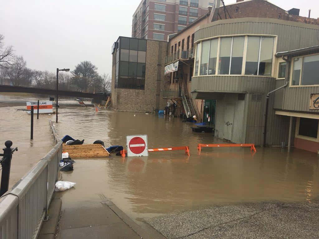 Chatham Kent Flooded Streetsand Buildings Wallpaper