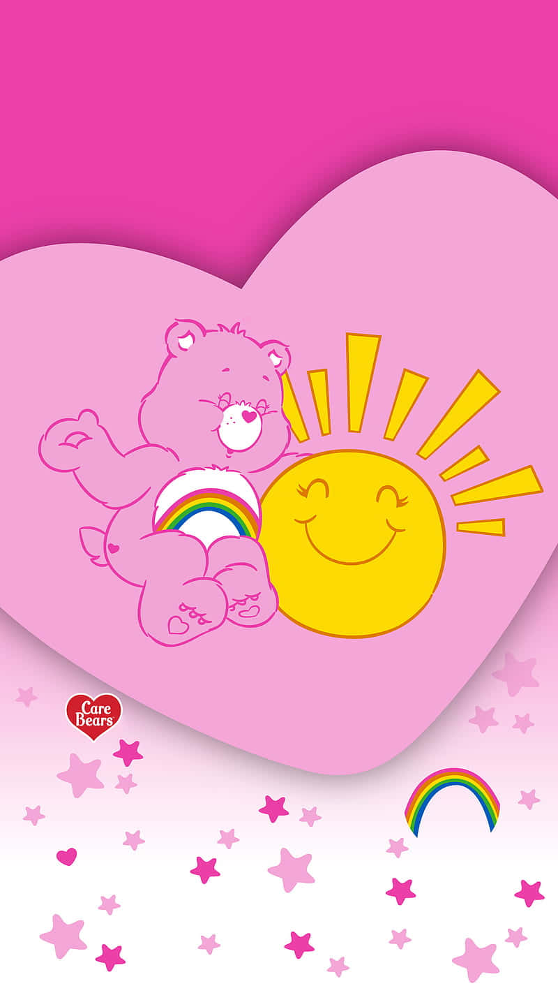 Cheerful Care Bearand Sun Illustration Wallpaper