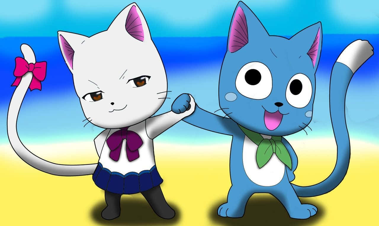 Cheerful Happy, The Flying Blue Cat, From Fairy Tail Wallpaper