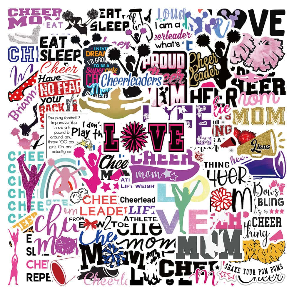 Cheerleading Themed Sticker Collage Wallpaper