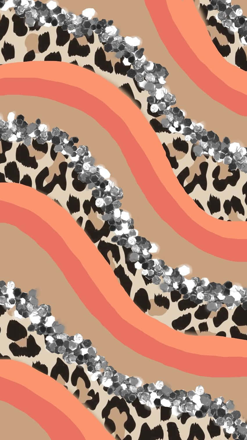 Cheetah Glitter Waves Pattern Wallpaper