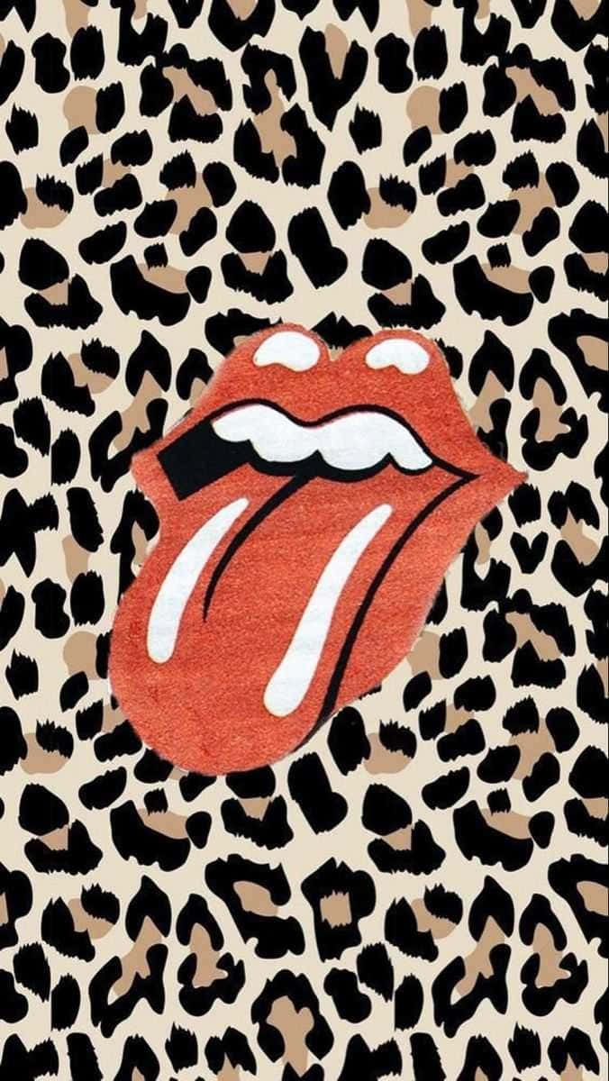 Cheetah Print Rolling Stones Tongue Wallpaper