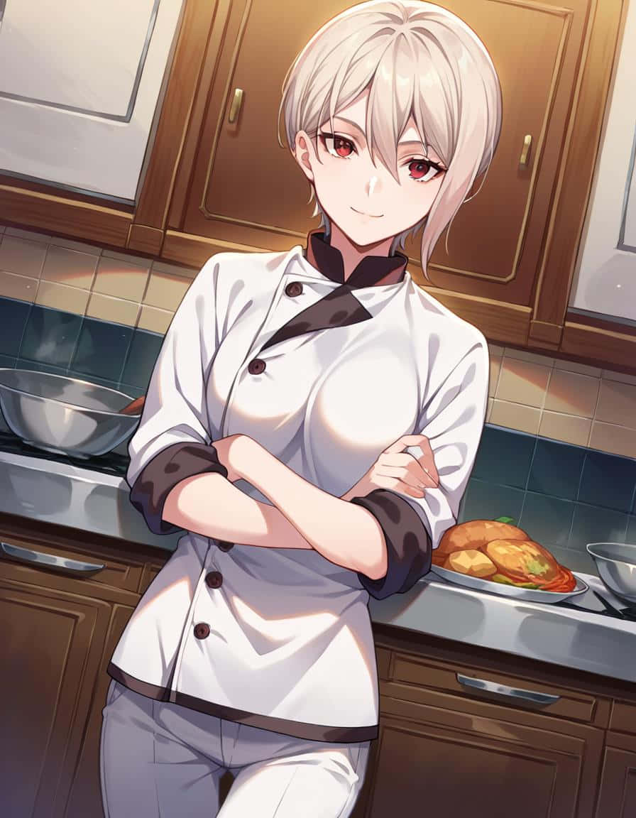 Chef Anime Character Kitchen Setting Wallpaper