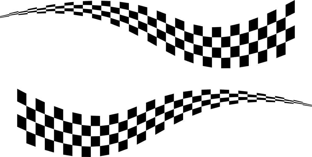 Chequered Flag Waving At Motorsport Finish Line Wallpaper