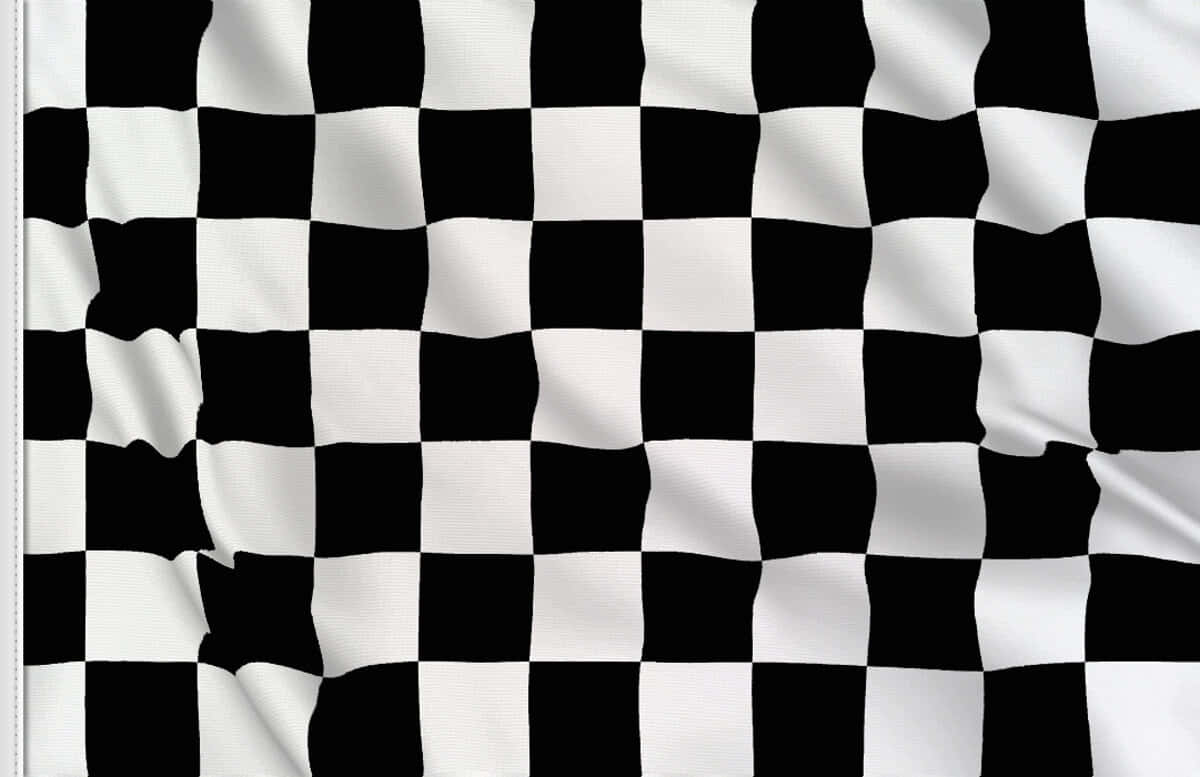 Chequered Flag Waving In The Wind On A Race Track Wallpaper