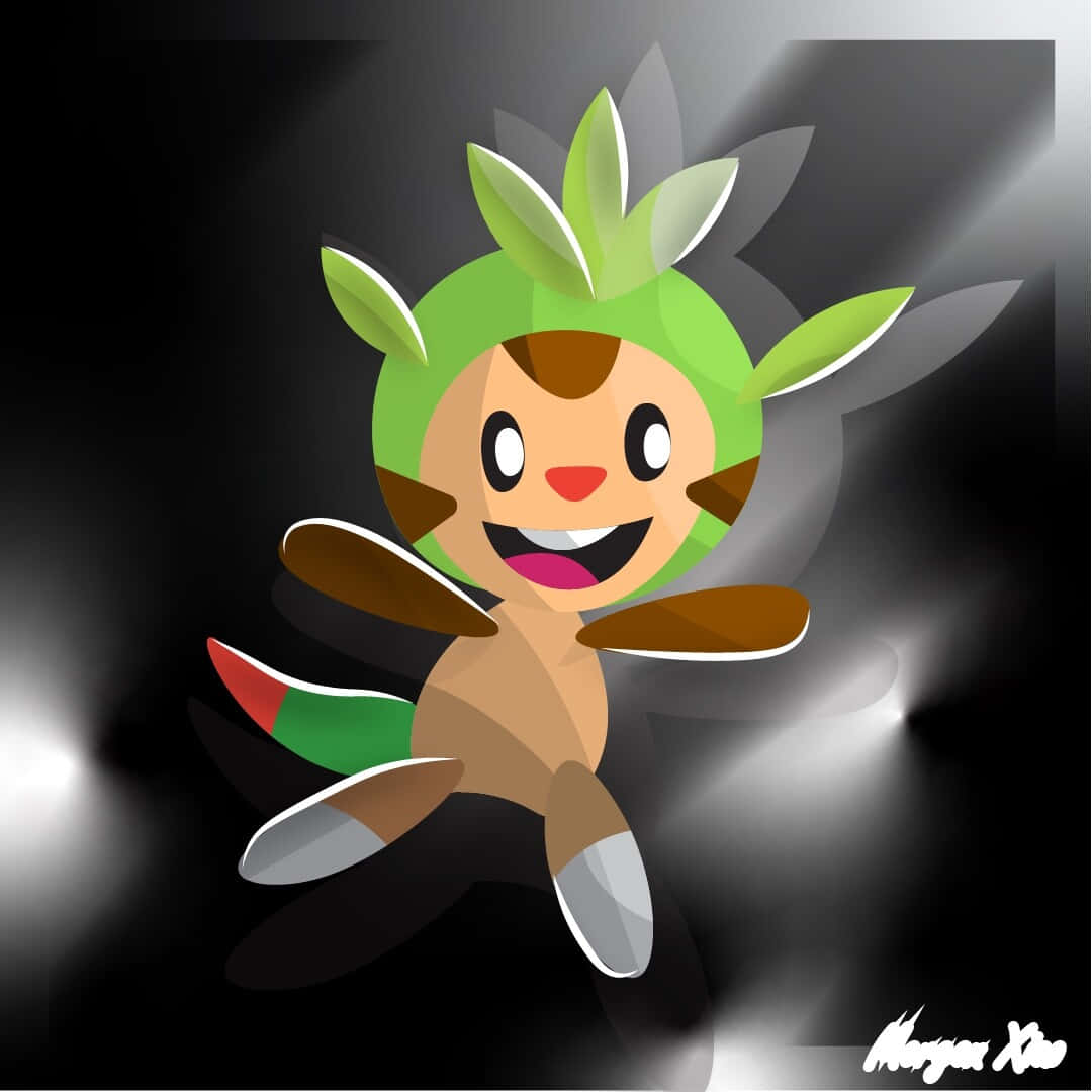 Chespin Against Black White Wallpaper