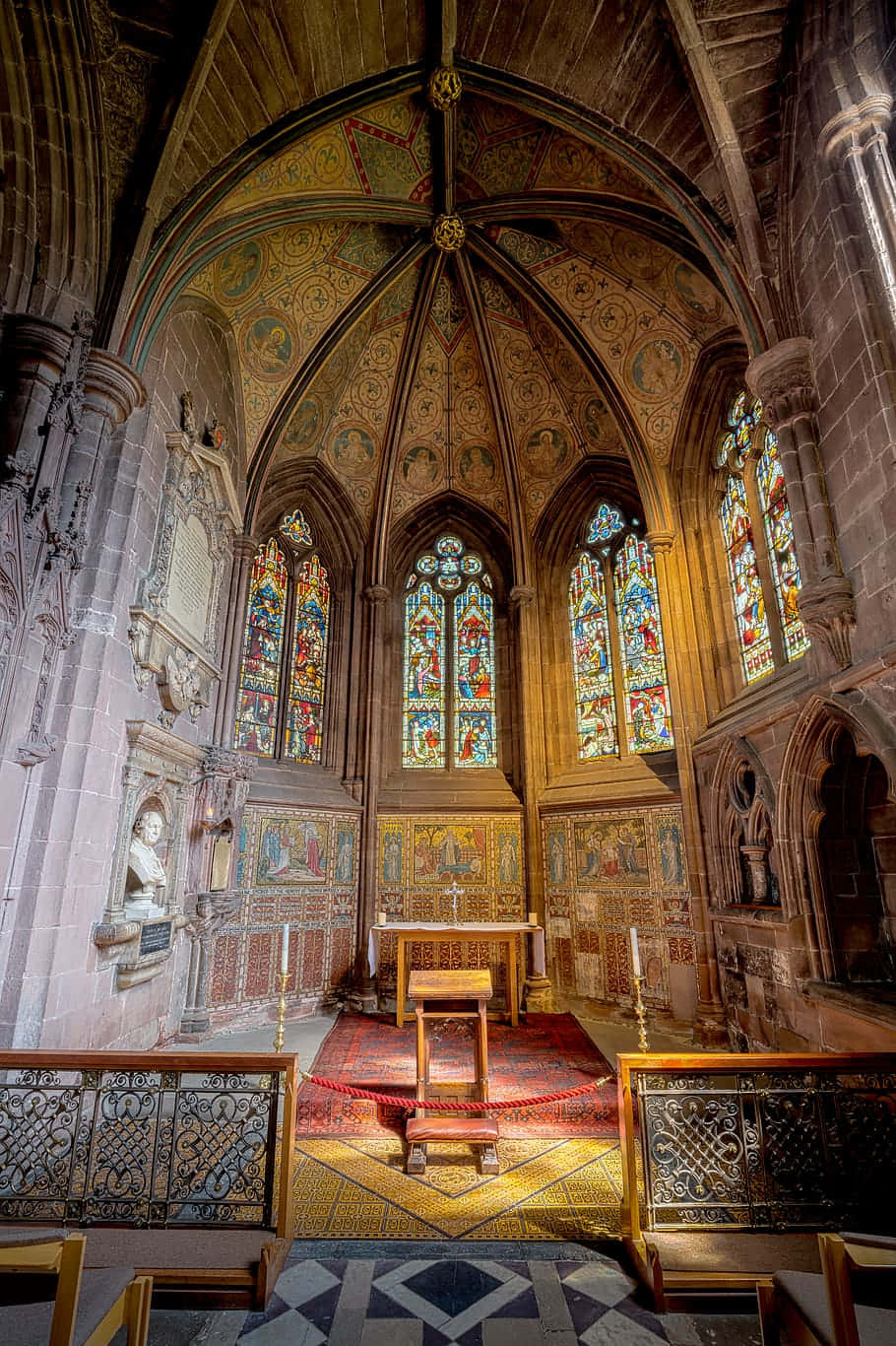 Chester Cathedral With Stained Glass Windows Wallpaper