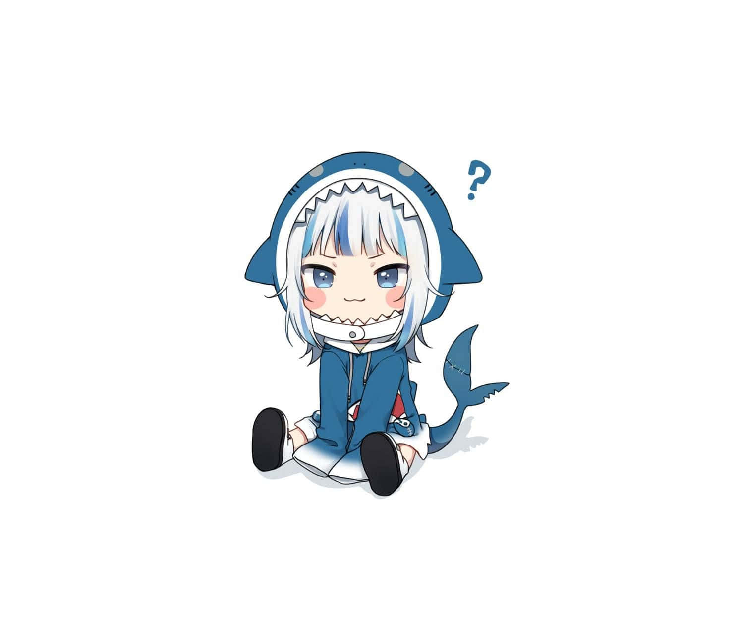 Chibi Gawr Gura Puzzled Expression Wallpaper