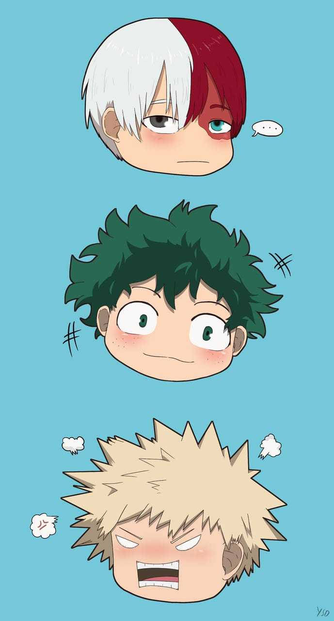 Chibi Heads From My Hero Academia Phone Wallpaper