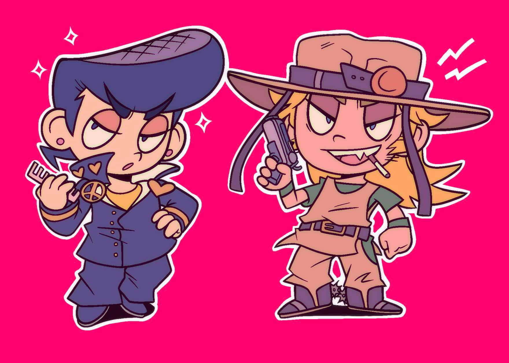 Chibi Jojo Characters Illustration Wallpaper