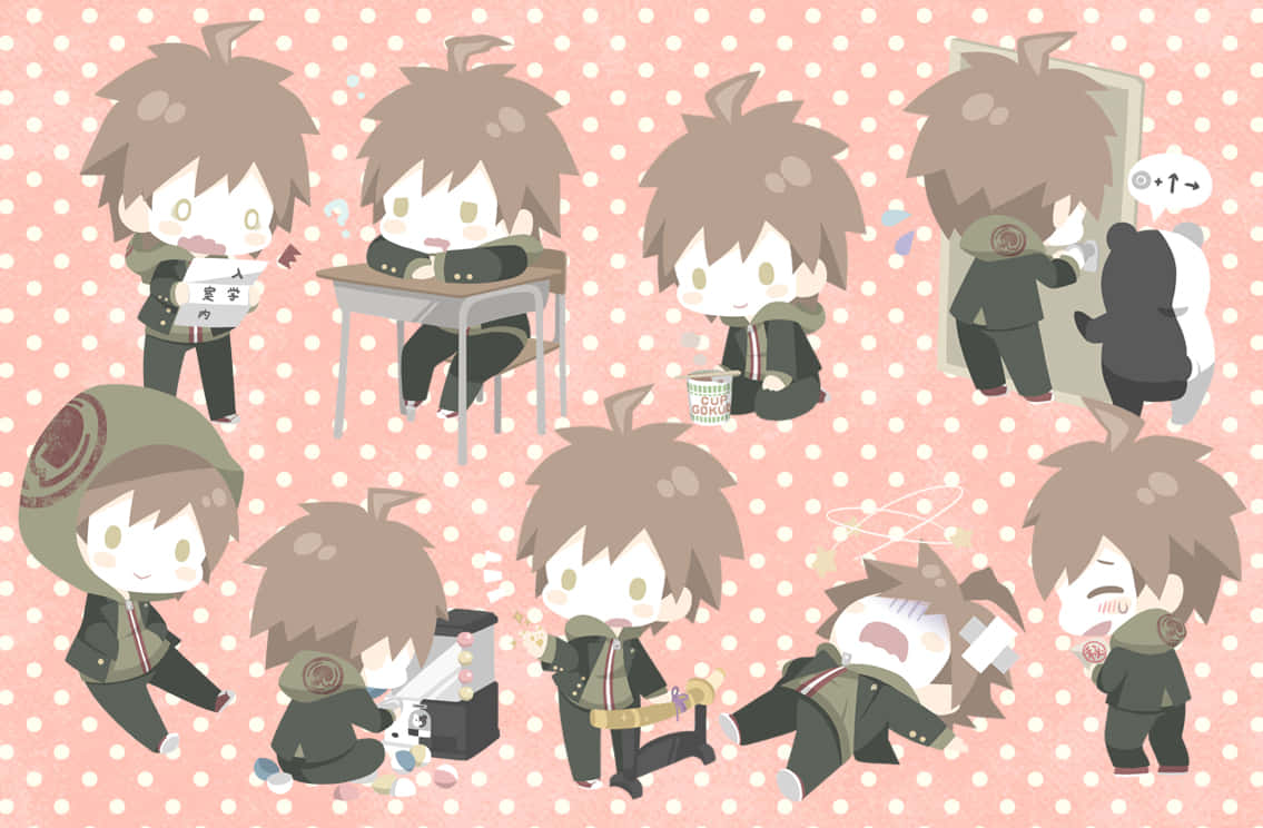 Chibi Makoto Naegi Expressions Danganronpa Wallpaper