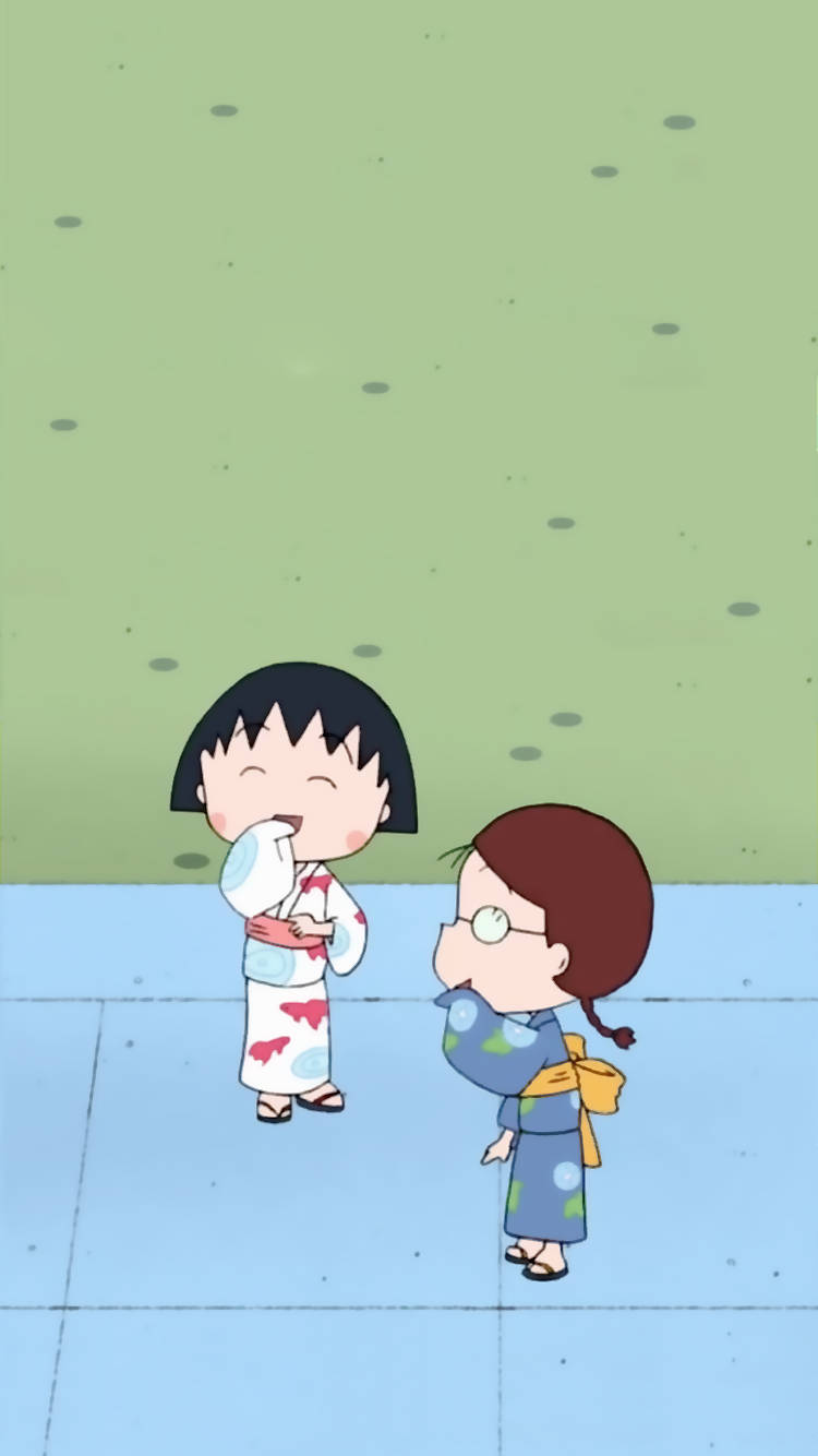 Chibi Maruko Chan Friends In Kimono Wallpaper