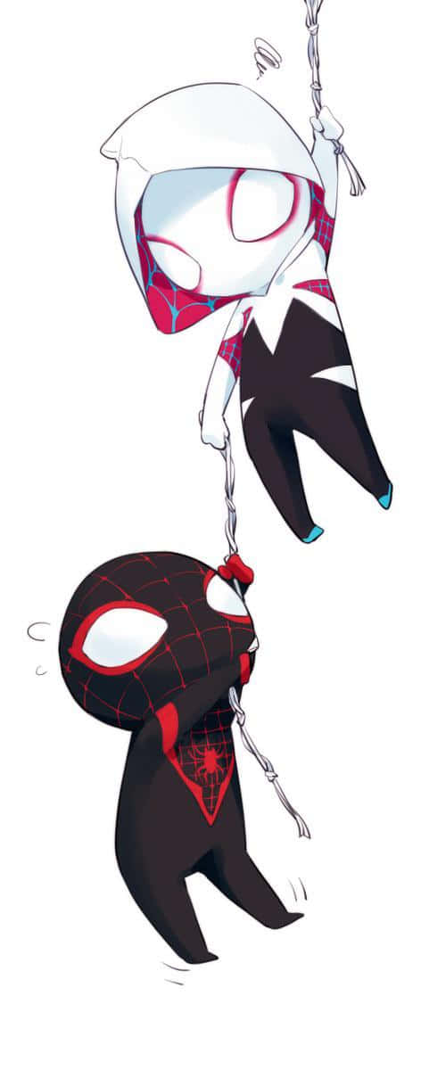 Chibi Spider Gwen Swinging Wallpaper