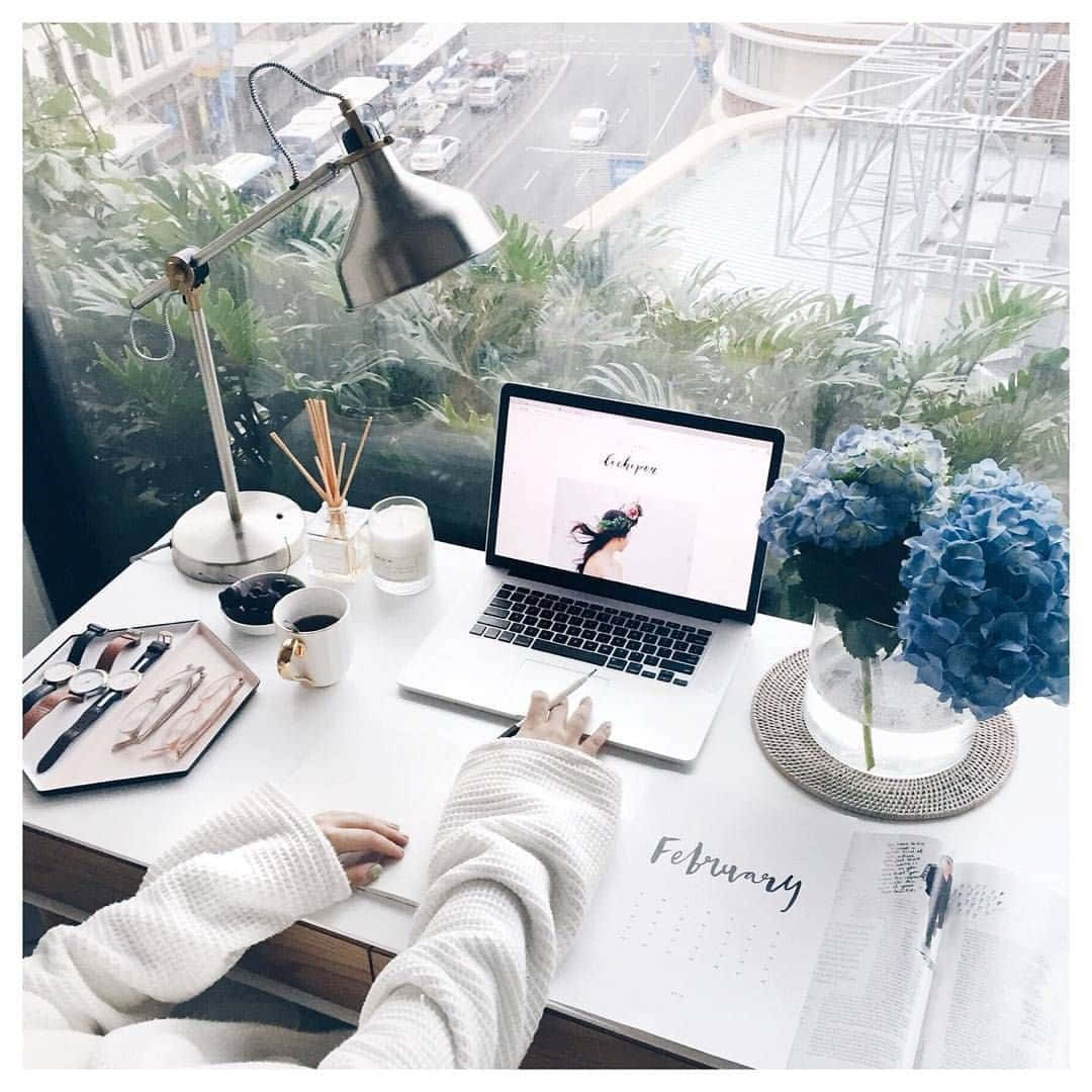 Chic Desk Setupwith View Wallpaper